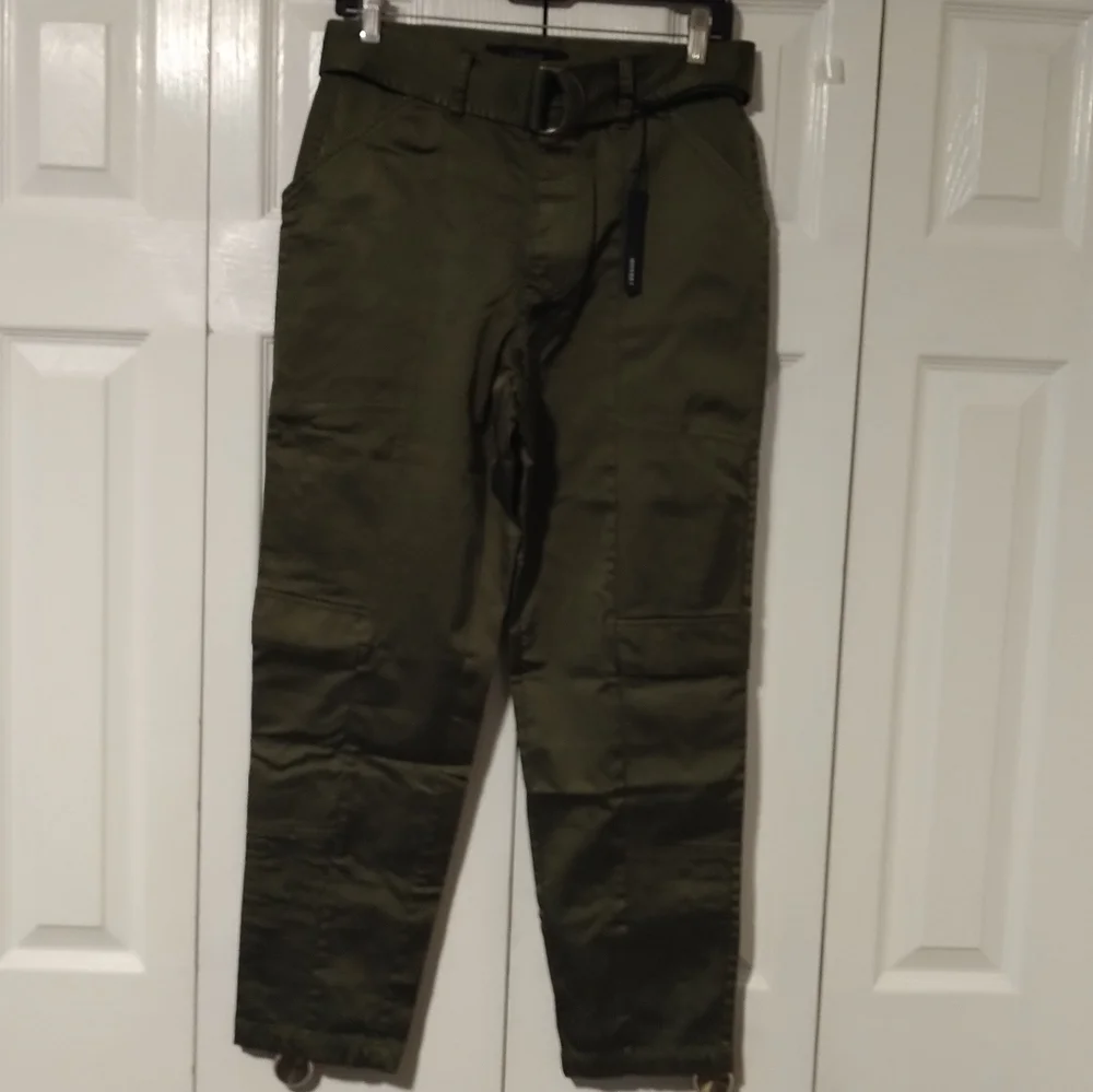 J Brand Athena Cropped Belted Cotton blend Sateen Tapered Pants